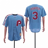 Phillies 3 Bryce Harper Light Blue Cool Base Cooperstown Jersey Sguo,baseball caps,new era cap wholesale,wholesale hats